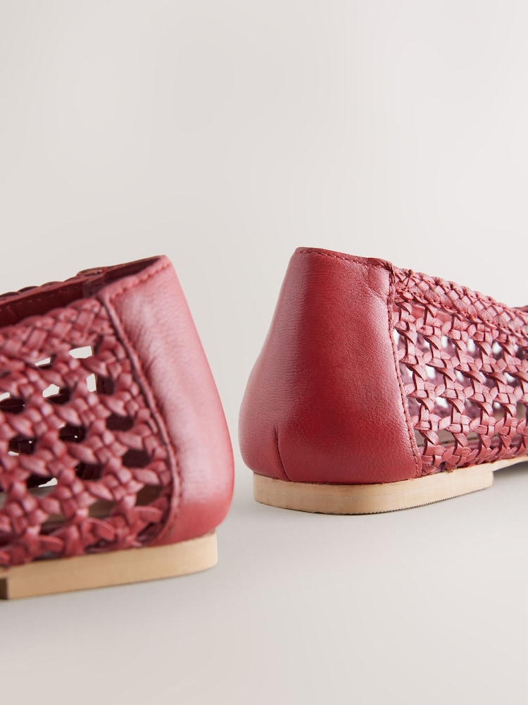 Red Forever Comfort® Leather Weave Ballerinas - Image 5 of 5