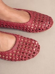 Vermelho - Forever Comfort ® Bailarina em Couro Weave - Imagem 6 de 11