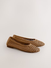 Tan Brown Forever Comfort® Leather Weave Ballerinas - Image 2 of 5