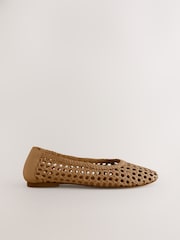 Tan Brown Forever Comfort® Leather Weave Ballerinas - Image 3 of 5