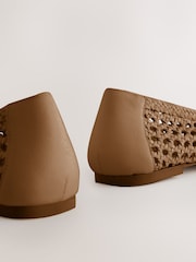 Tan Brown Forever Comfort® Leather Weave Ballerinas - Image 5 of 5