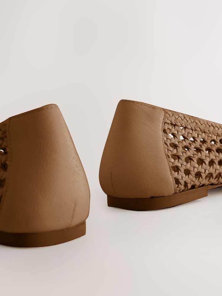 Tan Brown Forever Comfort® Leather Weave Ballerinas - Image 5 of 5
