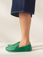 Green Forever Comfort® Leather Round Toe Slim Driver Loafers - Image 2 of 6
