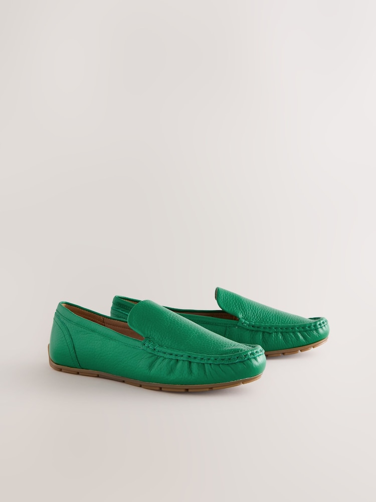 Green Forever Comfort® Leather Round Toe Slim Driver Loafers - Image 2 of 6