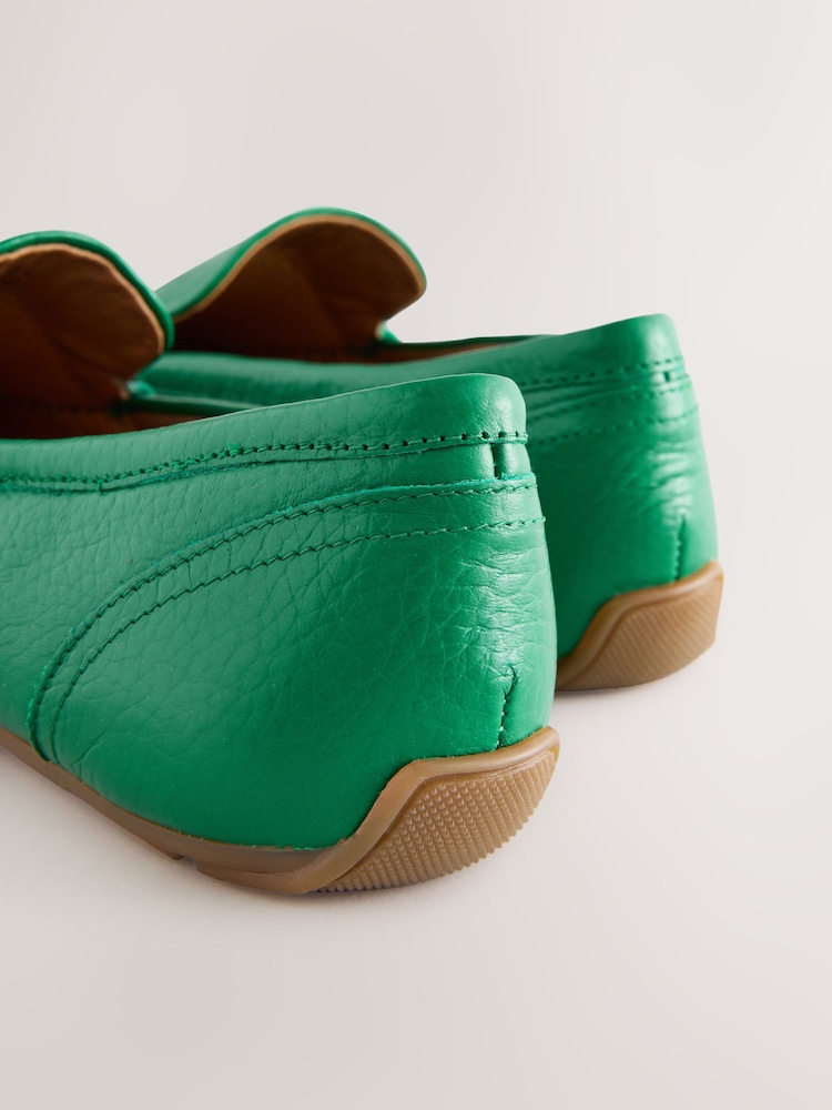 Buy Green Leather Round Toe Driver Loafers from Next USA
