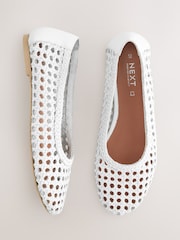 White Forever Comfort® Leather Weave Ballerinas - Image 3 of 5