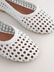 White Forever Comfort® Leather Weave Ballerinas - Image 4 of 5