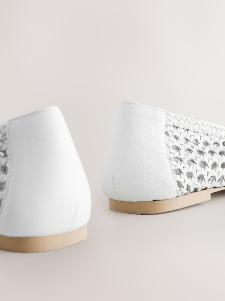 White Forever Comfort® Leather Weave Ballerinas - Image 5 of 5