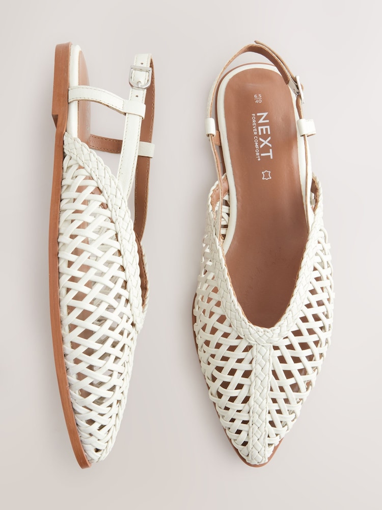 Bone Forever Comfort® Leather Point Tow Weave Slingbacks - Image 1 of 7