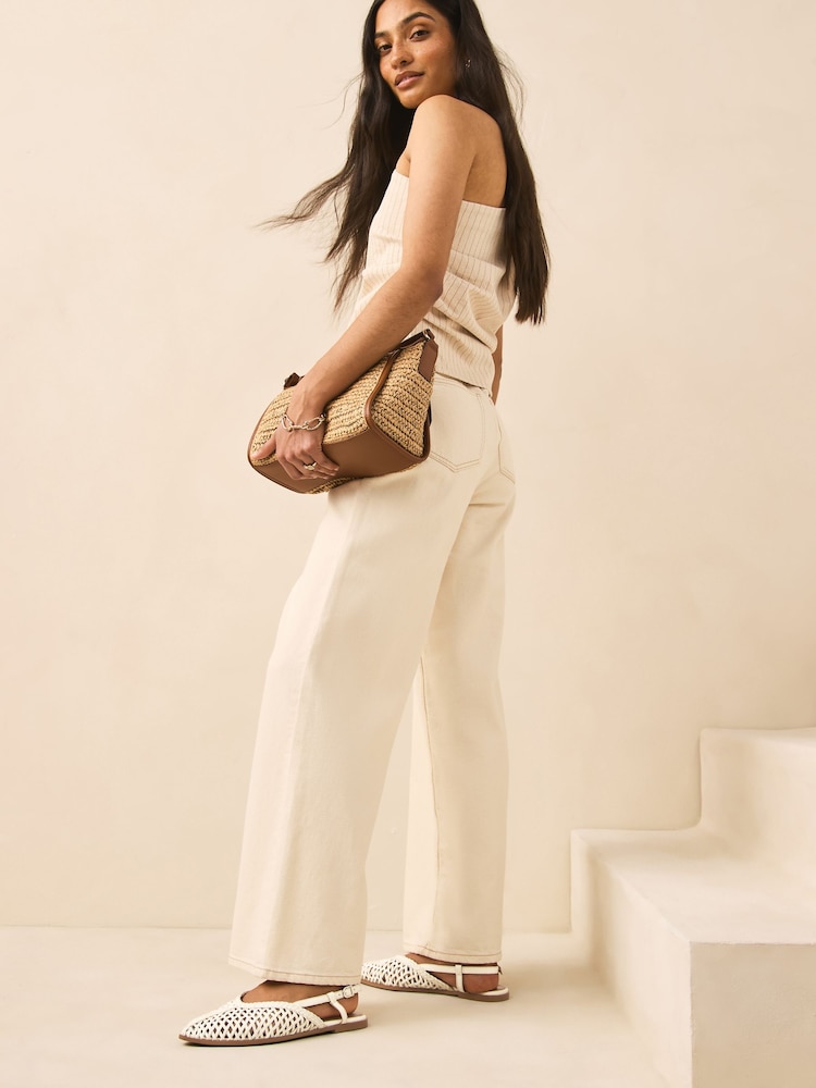 Bone Forever Comfort® Leather Point Tow Weave Slingbacks - Image 2 of 7