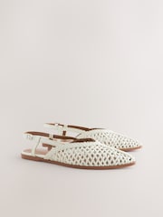 Bone Forever Comfort® Leather Point Tow Weave Slingbacks - Image 4 of 7