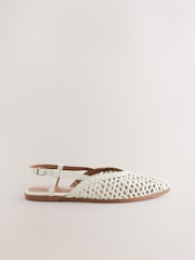 Bone Forever Comfort® Leather Point Tow Weave Slingbacks - Image 5 of 7
