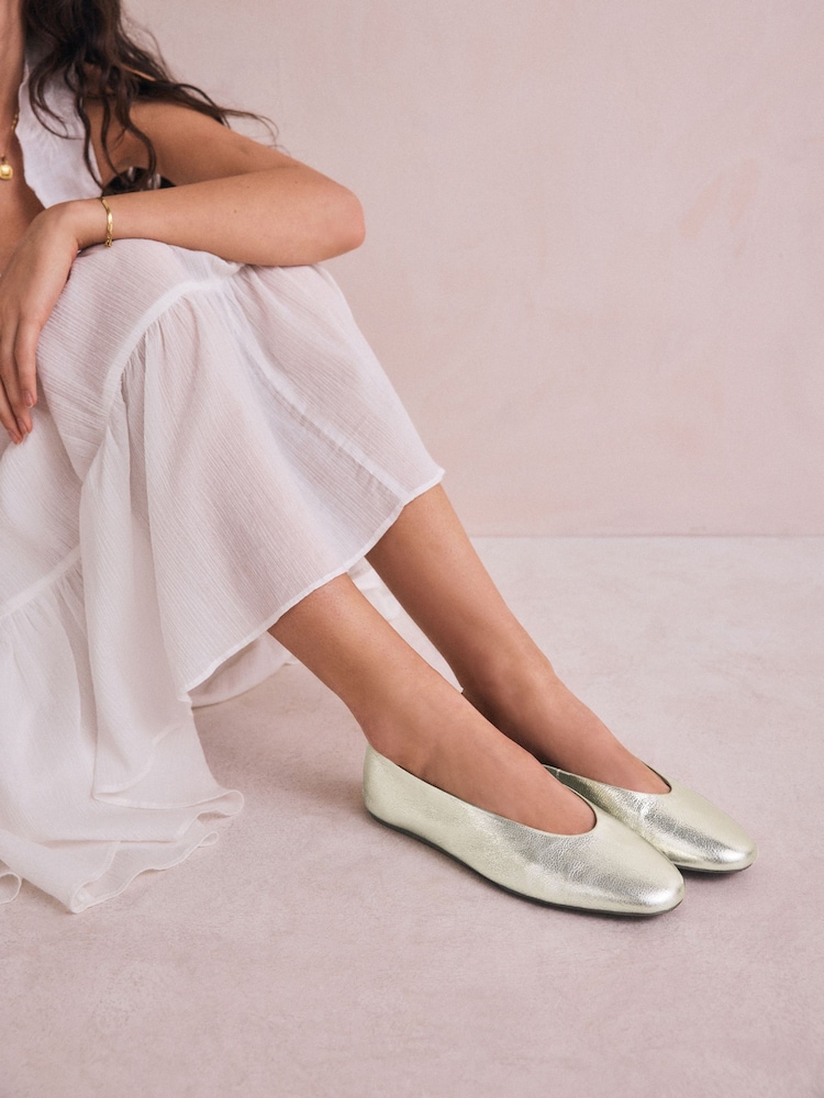 Gold Standard/Wide Fit Forever Comfort® Leather Round Toe Ballerinas - Image 1 of 10
