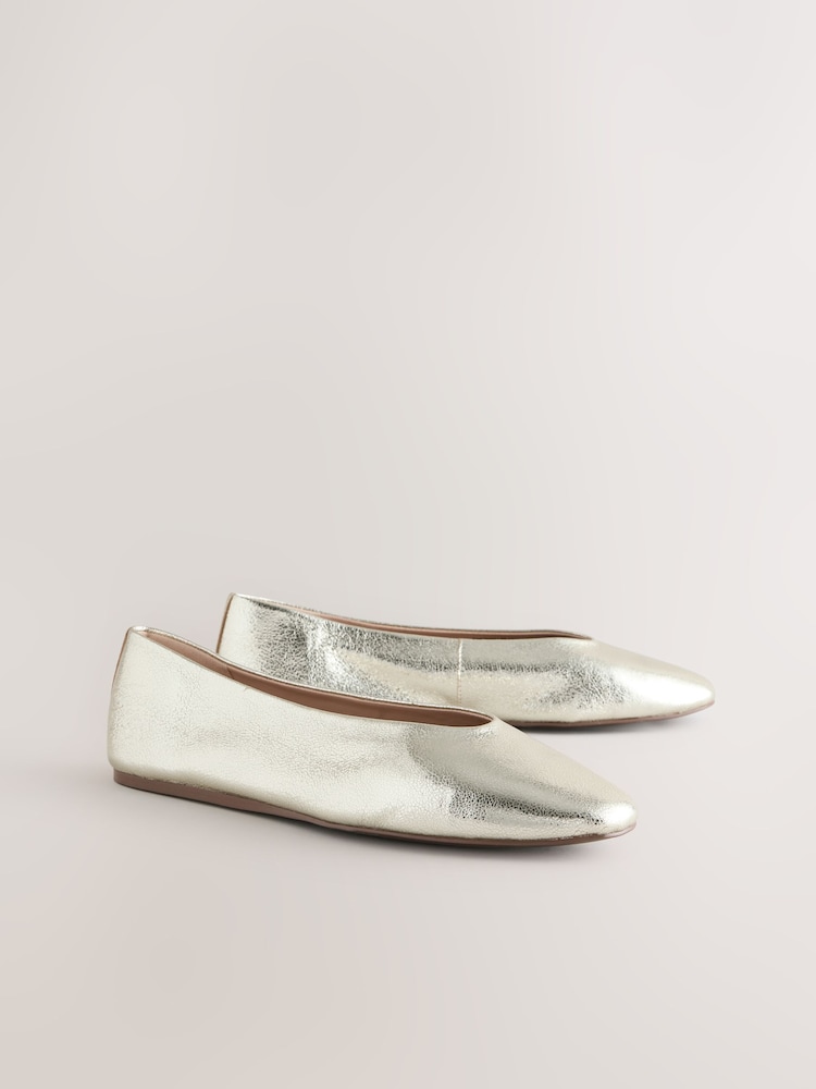 Gold Standard/Wide Fit Forever Comfort® Leather Round Toe Ballerinas - Image 7 of 10