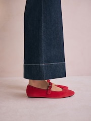 Red Forever Comfort® Round Toe Buckle Detail Mary Jane Shoes - Image 2 of 10