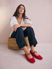 Red Forever Comfort® Round Toe Buckle Detail Mary Jane Shoes - Image 4 of 10