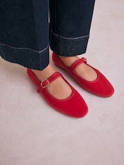 Red Forever Comfort® Round Toe Buckle Detail Mary Jane Shoes - Image 5 of 10