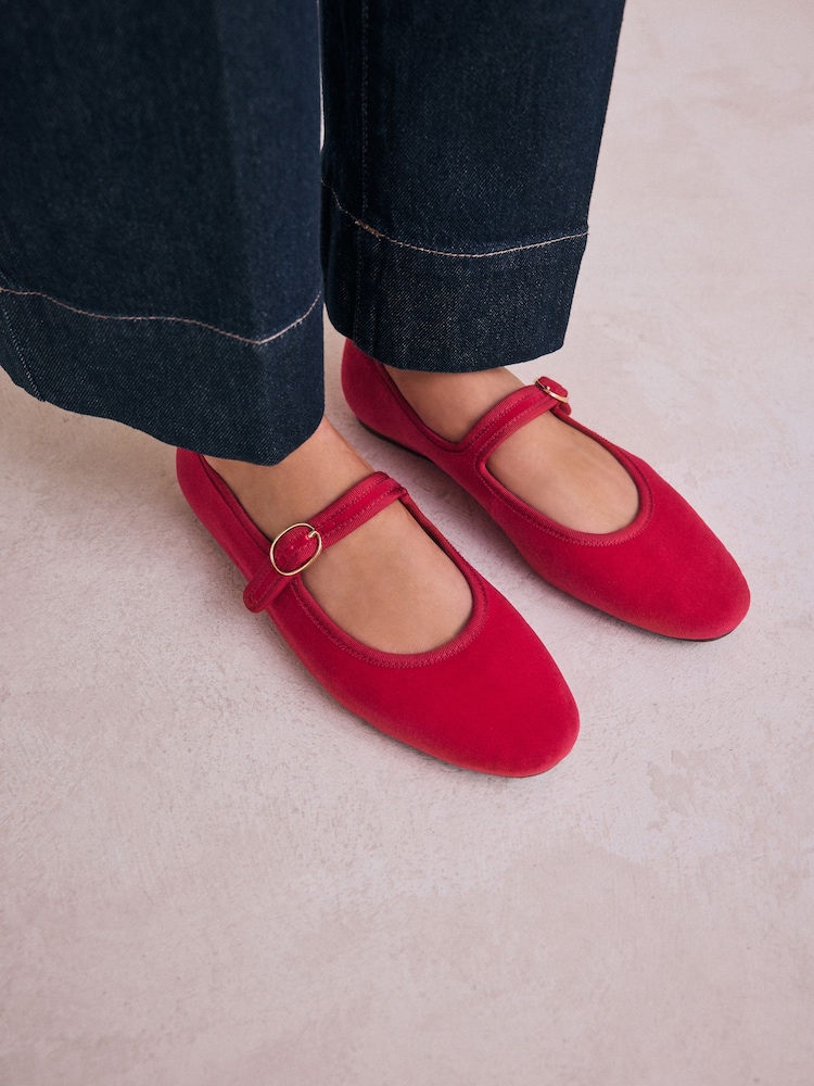 Red Forever Comfort® Round Toe Buckle Detail Mary Jane Shoes - Image 5 of 10