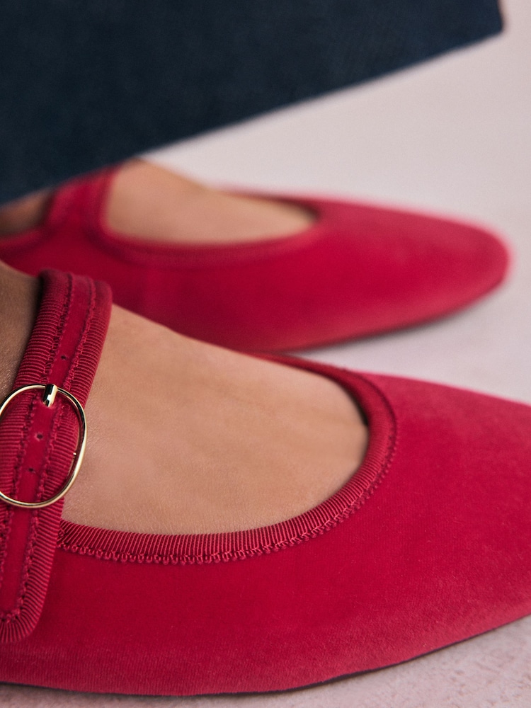 Red Forever Comfort® Round Toe Buckle Detail Mary Jane Shoes - Image 6 of 10