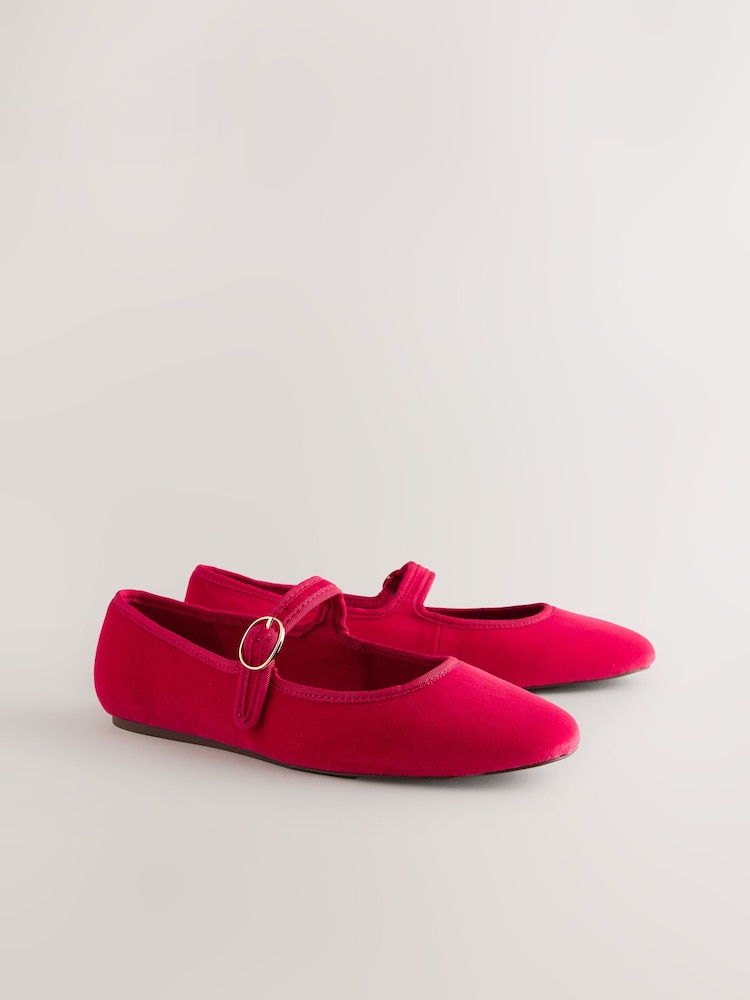 Red Forever Comfort® Round Toe Buckle Detail Mary Jane Shoes - Image 7 of 10