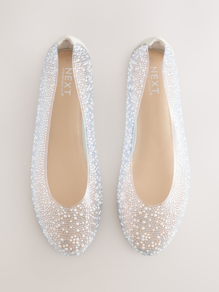 Metallic Forever Comfort® Round Toe Jewel Vinyl Ballerinas - Image 1 of 6