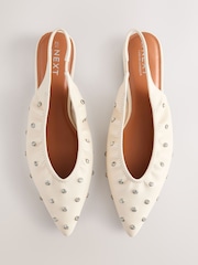 Ecru Forever Comfort® Studded Point Toe Slingback Shoes - Image 5 of 10