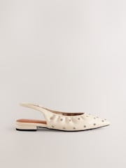 Ecru Forever Comfort® Studded Point Toe Slingback Shoes - Image 7 of 10