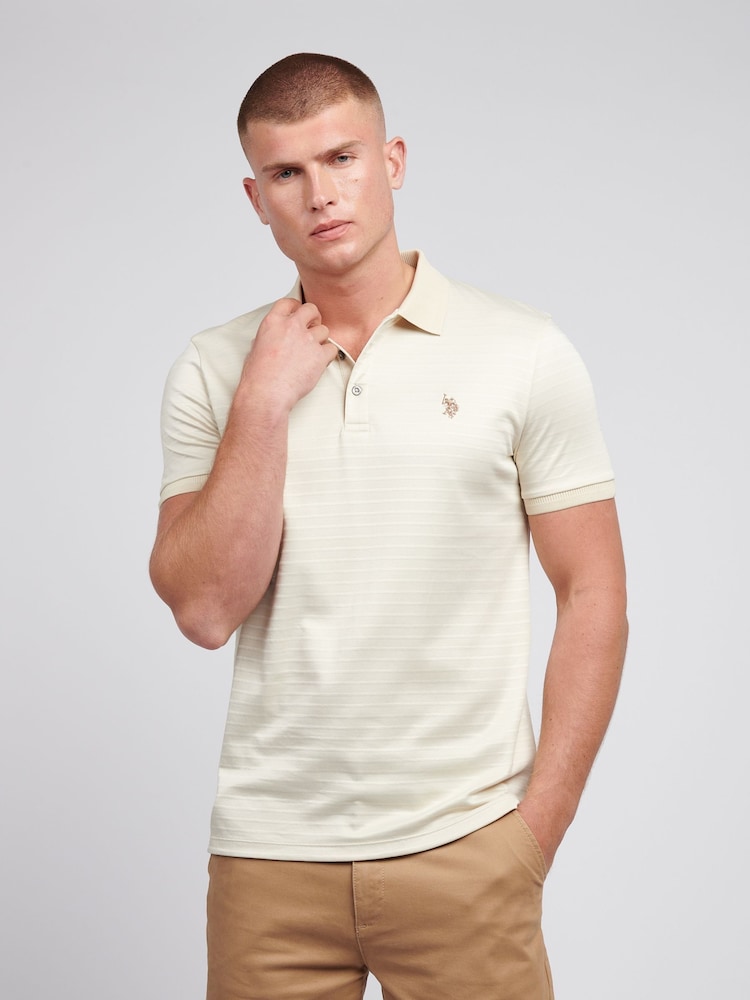 U.S. Polo Assn Natural Mens Textured Polo Shirt - Image 1 of 7