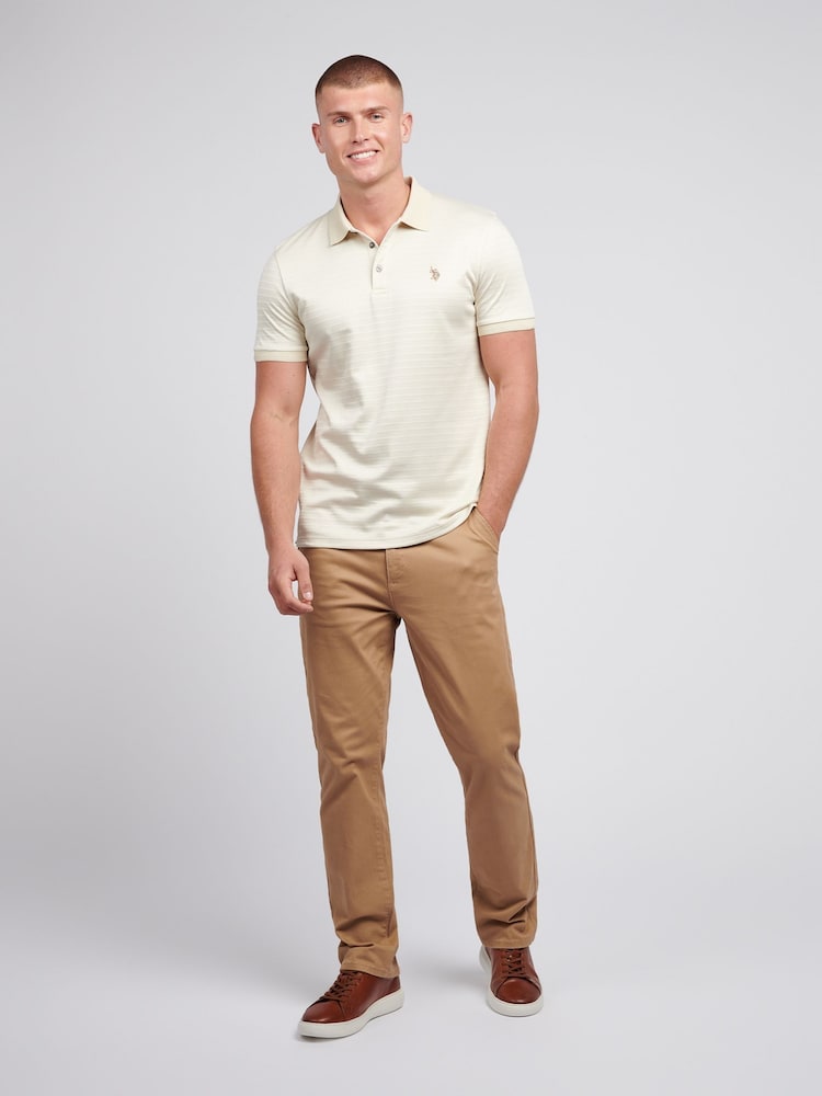 U.S. Polo Assn Natural Mens Textured Polo Shirt - Image 2 of 7