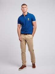 U.S. Polo Assn Blue Mens Pop Colour Pique 100% Cotton Polo Shirt - Image 3 of 8
