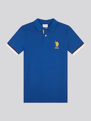 U.S. Polo Assn Blue Mens Pop Colour Pique 100% Cotton Polo Shirt - Image 6 of 8