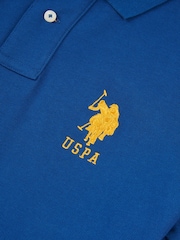 U.S. Polo Assn Blue Mens Pop Colour Pique 100% Cotton Polo Shirt - Image 8 of 8