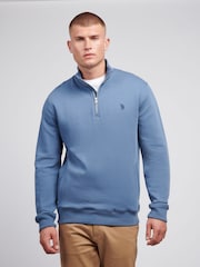 U.S. Polo Assn Blue Mens Classic Fit Herringbone 1/4 Zip Sweatshirt - Image 1 of 6