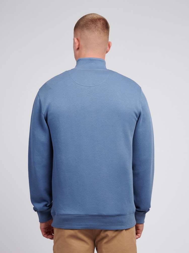 U.S. Polo Assn Blue Mens Classic Fit Herringbone 1/4 Zip Sweatshirt - Image 2 of 6