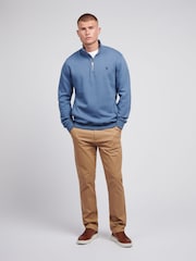 U.S. Polo Assn Blue Mens Classic Fit Herringbone 1/4 Zip Sweatshirt - Image 3 of 6
