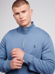 U.S. Polo Assn Blue Mens Classic Fit Herringbone 1/4 Zip Sweatshirt - Image 4 of 6
