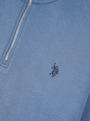 U.S. Polo Assn Blue Mens Classic Fit Herringbone 1/4 Zip Sweatshirt - Image 6 of 6
