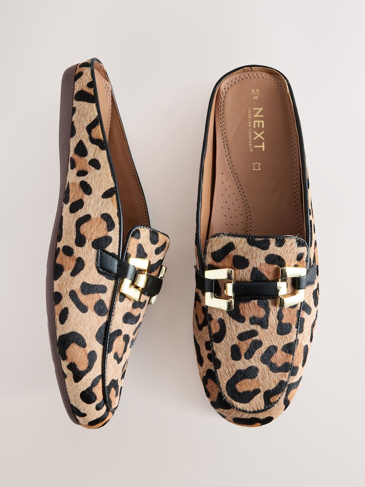 Leopardji potisk - Usnjeni natikači s kovinskim detajlom Forever Comfort® - Slika 11 iz 11