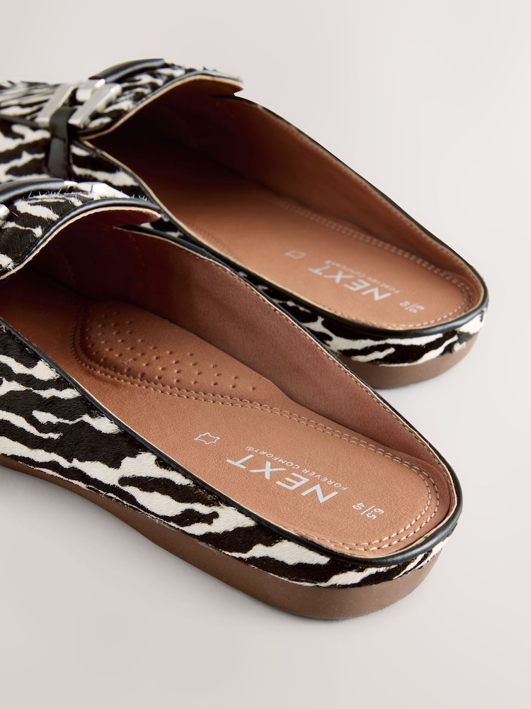 Zebra Forever Comfort® Leather Hardware Trim Detail Loafer Mules - Image 5 of 5 Zebra Forever Comfort® Leather Hardware Trim Detail Loafer Mules - Image 5 of 5