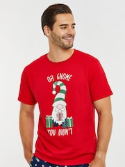 Threadbare Red Cotton Long Sleeves Check Christmas 100% Cotton Pyjamas Set - Image 4 of 5
