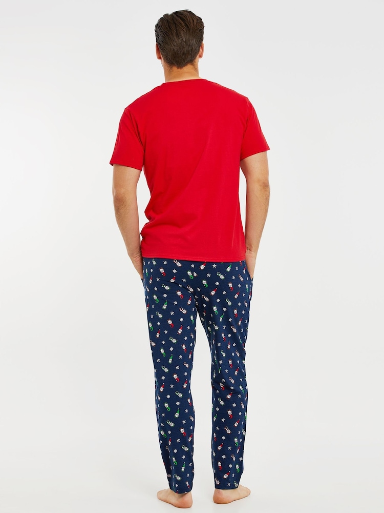 Threadbare Red Cotton Long Sleeves Check Christmas 100% Cotton Pyjamas Set - Image 5 of 5
