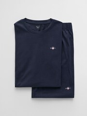 GANT Blue 100% Cotton Jersey Pyjamas Set - Image 3 of 4