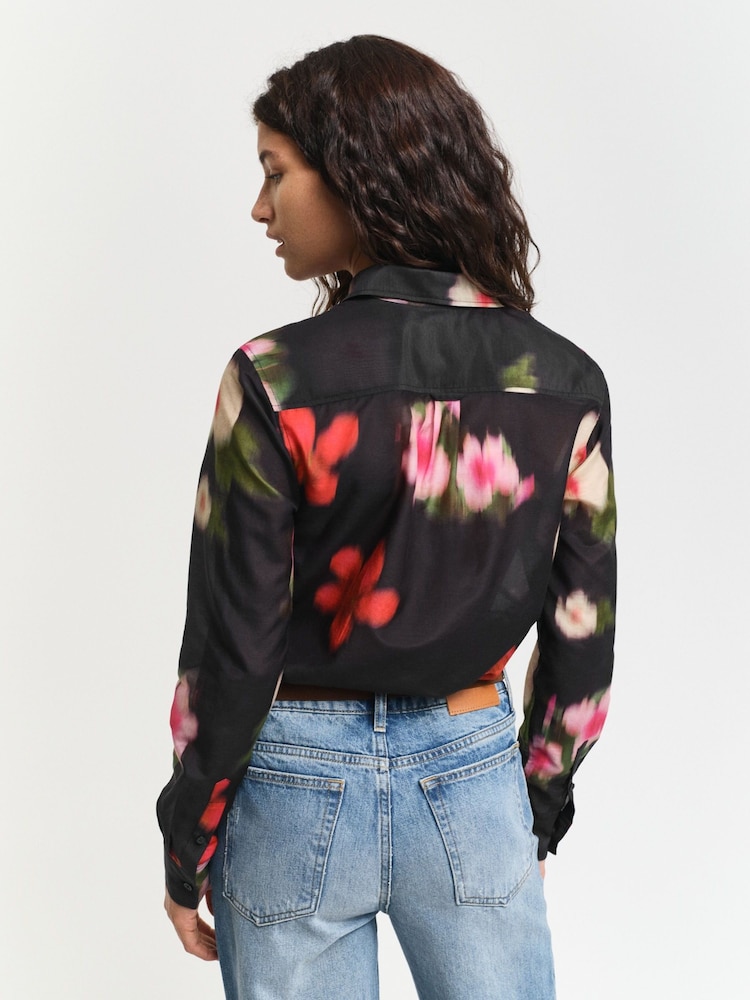 GANT Black Regular-Fit Floral Silk Shirt - Image 2 of 6
