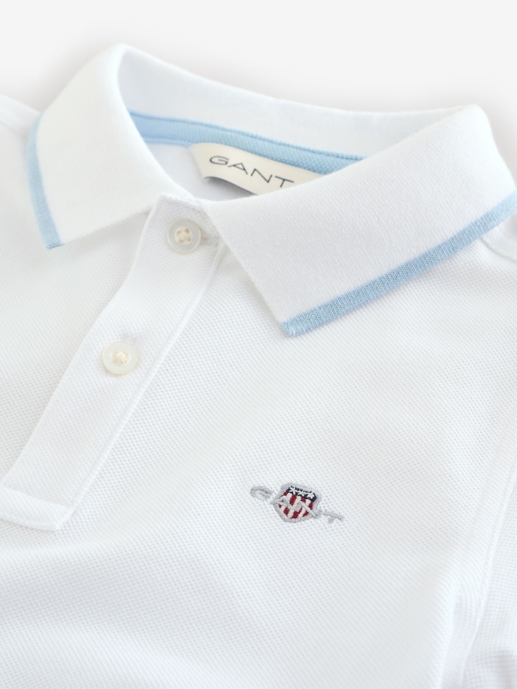 GANT Off White Kids Tipped Pique Polo Shirt - Image 5 of 5
