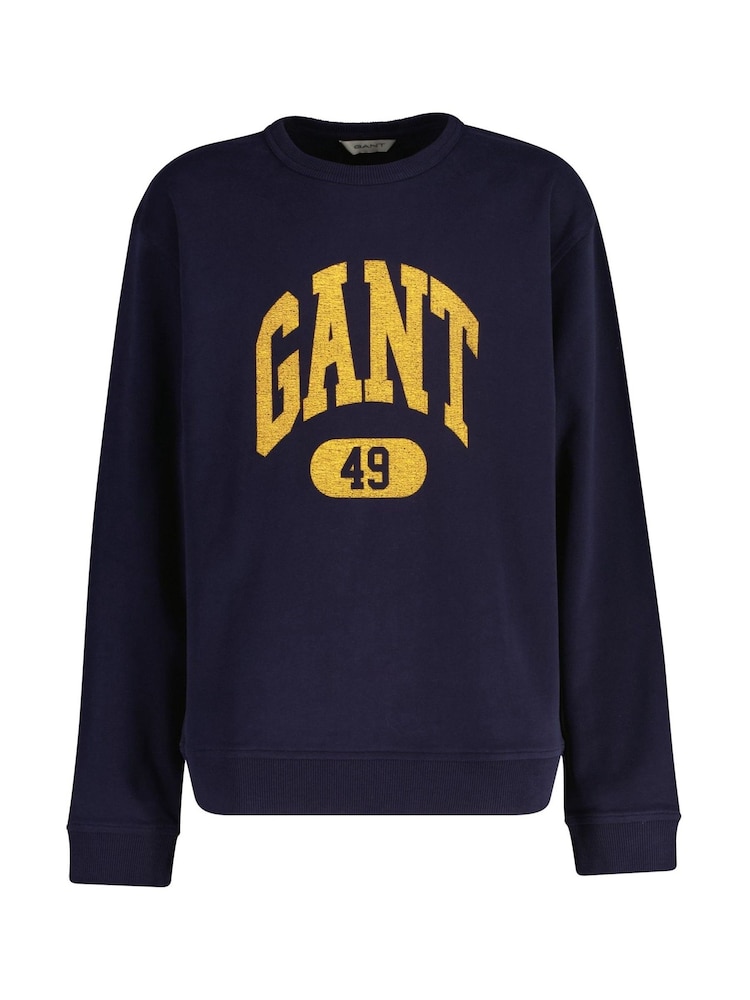 GANT Blue Relaxed-Fit Crew Neck 100% Cotton Sweatshirt - Image 1 of 3