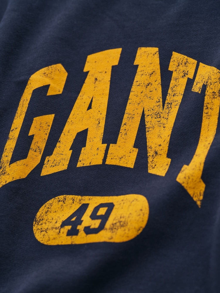 GANT Blue Relaxed-Fit Crew Neck 100% Cotton Sweatshirt - Image 3 of 3