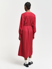 GANT Red Relaxed-Fit Satin Stripe Shirt Dress - Image 2 of 7