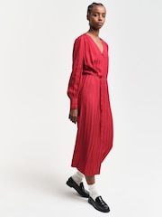 GANT Red Relaxed-Fit Satin Stripe Shirt Dress - Image 3 of 7
