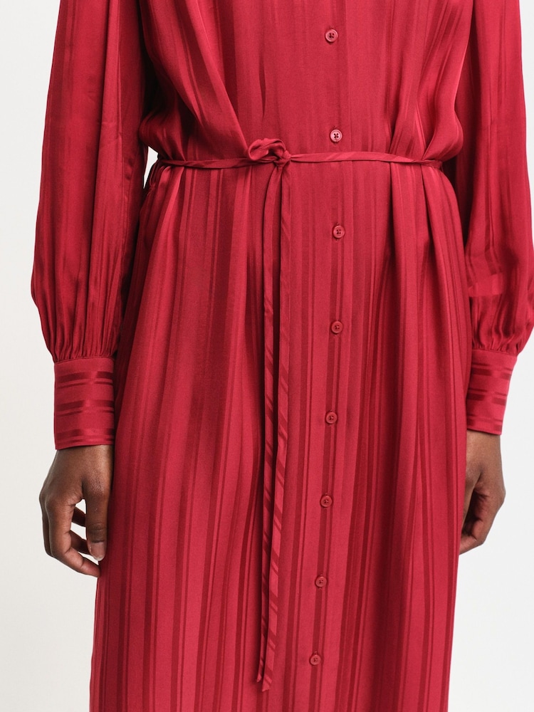 Rochie tip cămașă GANT cu croi lejer și dungi din satin - Image 5 of 7