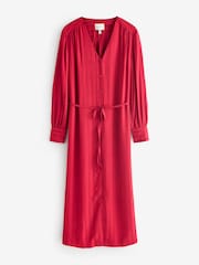 GANT Red Relaxed-Fit Satin Stripe Shirt Dress - Image 7 of 7